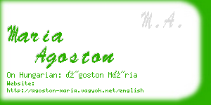 maria agoston business card
